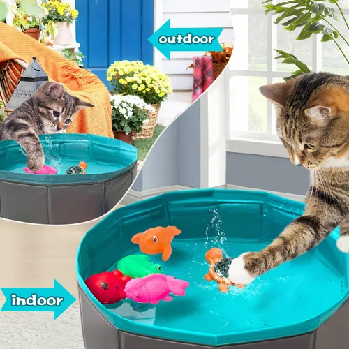 Vista 4 de Juguete de piscina para gatos, juguetes de agua para gatos, los mejores juguetes para gatos aburridos de interior, juguetes de caza para gatos