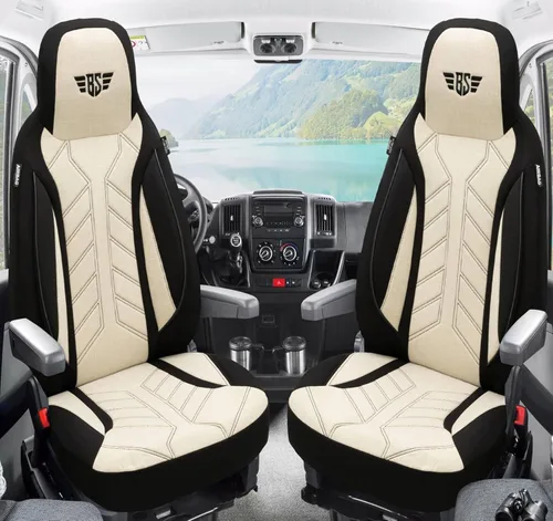 Vista 2 de BREMER SITZBEZÜGE Fundas de asiento para autocaravana Ford Nugget Transit Custom PLKT207 PLKT207 - Negro/Beige