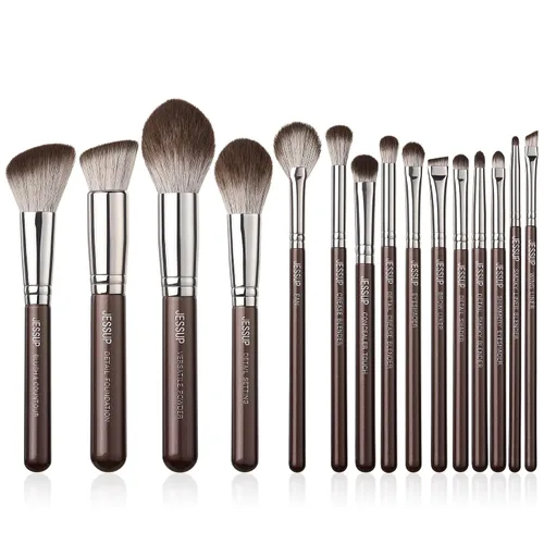 Vista 11 de Jessup Marca 15pcs Perla Blanco/Rosa Oro Pinceles Maquillaje Maquillaje Kit Belleza Profesional Sombra de Ojos Poder Lápiz Labial Mezcla Cheeck