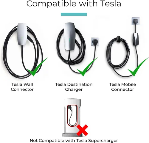 Vista 3 de Lectron Adaptador de carga Tesla a J1772 EV - Convertidor NACS, 48 Amp y 250V, compatible con conectores Tesla de alta potencia, cargadores