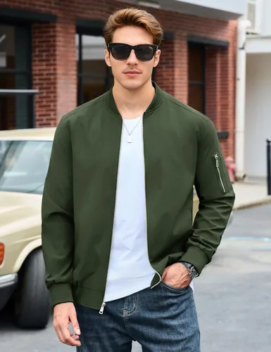 Vista 6 de MAGNIVIT - Chaqueta bomber ligera para hombre, cortavientos, casual, para primavera y otoño, para exteriores