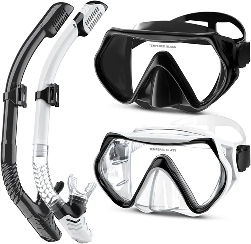 Vista 11 de Snorkeling Gear, Dry Snorkel Set180° Panoramic Wide View,Anti-Fog Scuba Diving Mask, Professional Snorkeling Gear for Free Breathing, Swimming