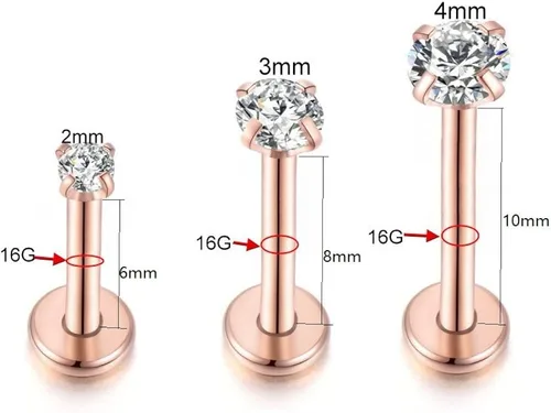 Vista 2 de Changgaijewelry - Piercing de acero inoxidable para mujer 056oz cartílago tragus monroe labio nariz hélice piercing para mujer