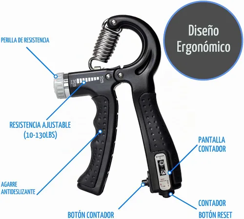 Vista 2 de DMI Fortalecedores de agarre compactos para ejercicio de mano con resistencia de peso ajustable de 10 a 130 libras, el rastreador de agarre mantiene