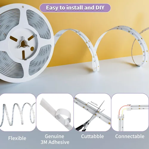 Vista 6 de MIWISE Tira de luces LED RGB Smart IC COB de color de persecución, tira de luz LED USB direccionable, efecto arcoíris con sincronización de música