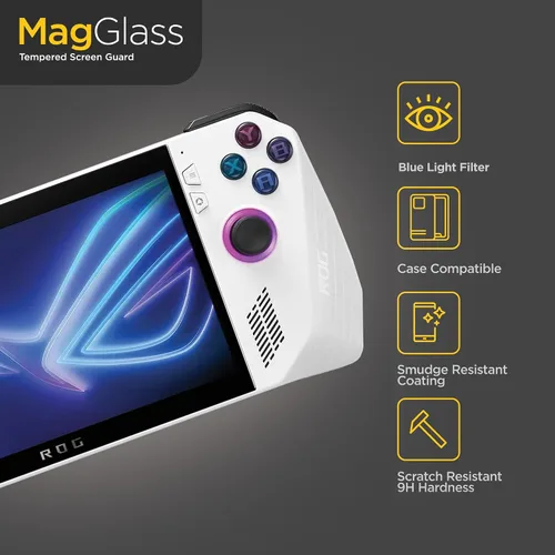 Vista 5 de magglass Protector de pantalla con bloqueo de luz azul para ASUS ROG Ally, protector de pantalla de vidrio templado de cobertura completa