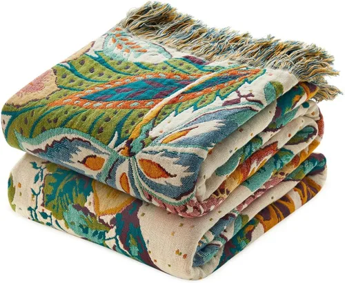 Vista 36 de LUTBM Manta bohemia para sofá de 50 x 60 pulgadas, 100% algodón, suave Animal-pájaro-a