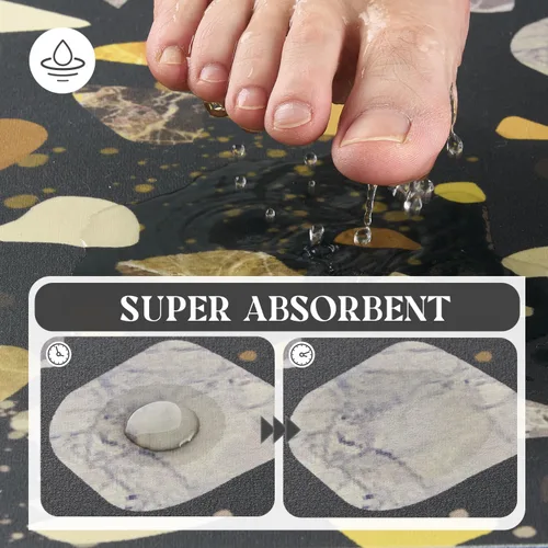 Vista 3 de MontVoo -Tapete de baño-Alfombras de baño delgadas antideslizantes para debajo de la puerta- Superficie de gamuza sintética absorbente, de secado