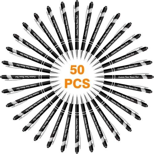 Vista 91 de Bolígrafo personalizado, 1 unidad, bolígrafo personalizado con logotipo de mensaje de nombre comercial grabado, lápiz digital de tinta negra suave