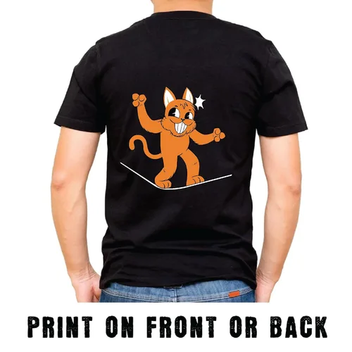 Vista 2 de Gift for Pet Owners Balancing Cat Slackline Keep Your Cat Happy Men Women Navy Black Multicolor T shirt
