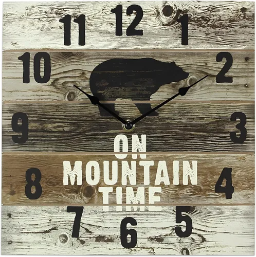 Vista 10 de Young's Inc Reloj de pared tallado con oso de madera, relojes de pared para decoración de sala de estar, reloj de pared funcional y decorativo