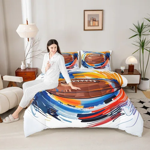 Vista 161 de Juego de ropa de cama de baloncesto para niños y adolescentes, juego de edredón deportivo para niños, tamaño matrimonial, suave, ligero, decoración
