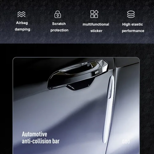 Vista 5 de Protector de puerta de coche, 4 unidades, tira protectora de arañazos, calcomanías de goma para parachoques de automóvil, protección de borde