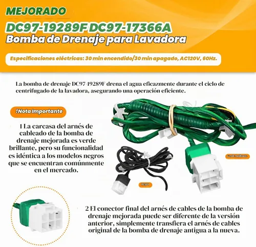 Vista 2 de DC97-19289F DC97-17366A Washer Drain Pump for Samsung Washer