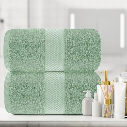 Vista 9 de White Classic Juego de 4 alfombrillas de baño verdes de 22 x 34 pulgadas, 8 toallas de baño