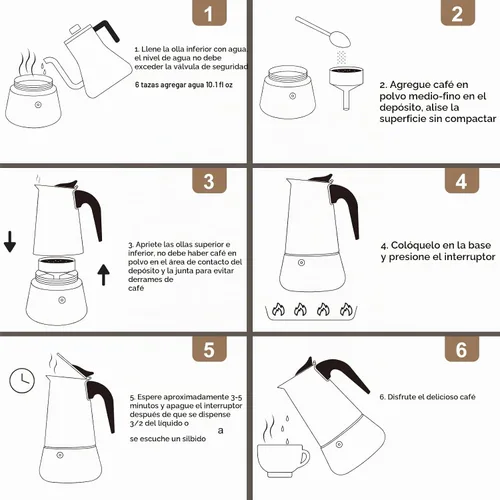Vista 9 de 2 tazas de 3.4 fl oz Moka Pot de acero inoxidable, cafetera para estufa, cafetera italiana, estilo clásico, Greca Café, máquina de moca para Negro