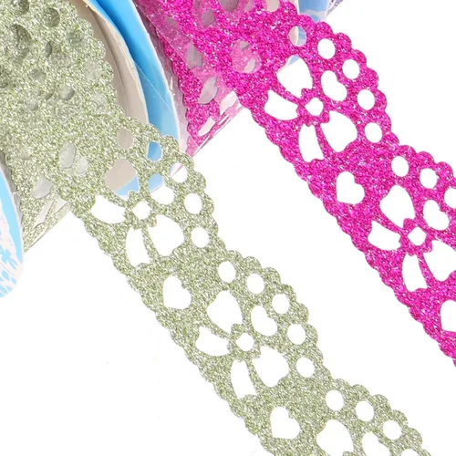 Vista 9 de 14 rollos de cinta de encaje macramé para decoración de calcomanías, cinta washi ancha Washi, cinta de envoltura de cinta de recortes, cinta