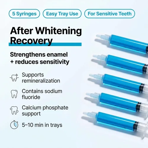 Vista 4 de Gel de remineralización, 5 jeringas de gel. Remineraliza y reduce la sensibilidad de los dientes después del blanqueo.