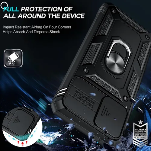Vista 6 de LeYi Funda compatible con Samsung Galaxy A12: 2 protectores de pantalla para Galaxy A12 con cubierta de cámara deslizante, cubierta de grado militar