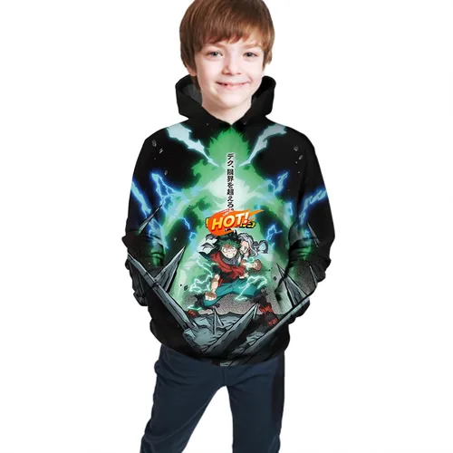 Vista 3 de Eohagv Sudadera con capucha de anime con estampado 3D, sudadera con capucha para cosplay, chaqueta con capucha para niñosniñas