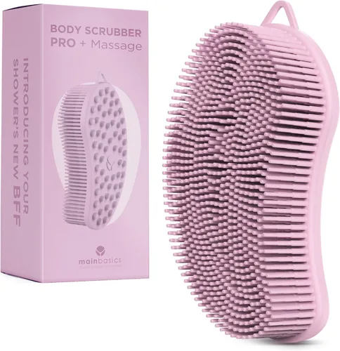 Vista 10 de MainBasics - Limpiador corporal de silicona de doble cara, negro, masaje Limpiador de ducha con nodos de masaje, alternativa de esponja