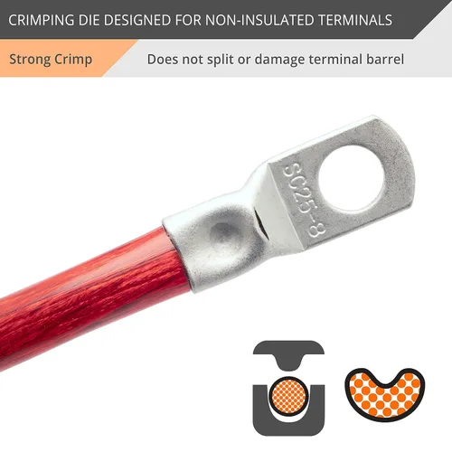 Vista 3 de Wirefy Matriz de crimpado para terminales no aislados de mayor diámetro 6-4 AWG Troquel intercambiable de cambio rápido para herramientas