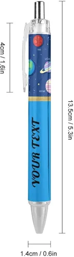 Vista 2 de Bolígrafos de sol de galaxia planeta azul personalizados con punta de lápiz capacitivo, bolígrafo grabado personalizado con nombre, logotipo