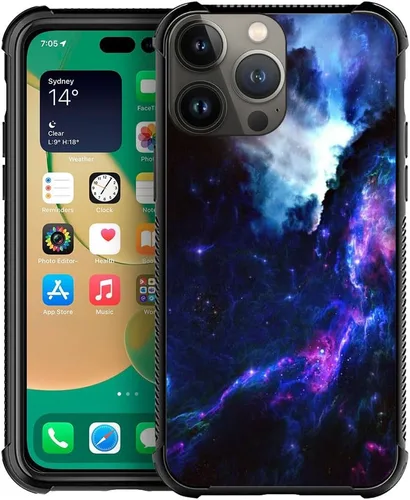 Vista 44 de CARLOCA Funda compatible con iPhone 15, increíble patrón de luz espacial nebulosa para niñas y niños, ultra protección, a prueba de golpes