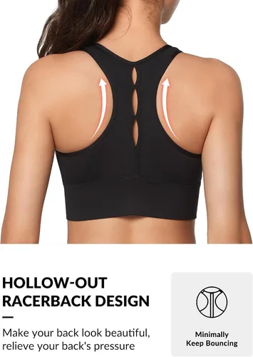Vista 2 de Yvette Sujetadores deportivos para mujer de alto impacto con cremallera frontal, brasier deportivo de alto soporte, busto grande para entrenamiento