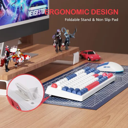 Vista 7 de Combo de teclado y mouse inalámbricos 2.4G, juego de mouse con retroiluminación RGB para Windows, Android y MacOS, teclado estético con dongle USB