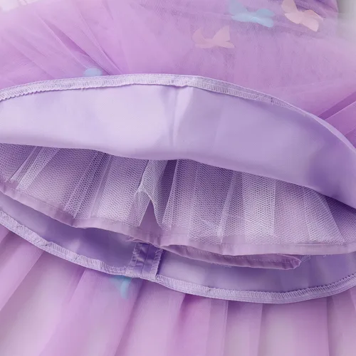 Vista 6 de Vestido de cumpleaños de mariposa para niñas pequeñas, vestido de tul alto y bajo de tul para bautizo, fiesta de boda, vestidos de tul para sesión