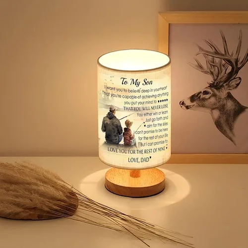 Vista 4 de Lámpara de mesa de pesca con texto en inglés "To My Son de papá", regalos de Navidad para hijo, regalo de cumpleaños, padre e hijo