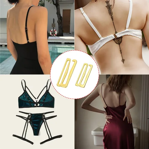 Vista 4 de Tupalizy Ganchos de metal para brasier para coser bikini halter tops traje de baño, lencería, traje de baño, diapositivas de ajuste, 60
