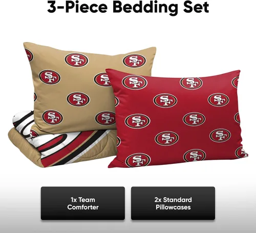 Vista 3 de FOCO Unisex-Adult NFL Team Logo Bed in a Bag Comforter Bedding 3-Piece Set