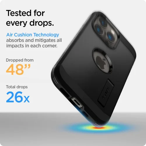 Vista 5 de Spigen Tough Armor [tecnología de protección extrema] diseñada para iPhone 13 Pro Max Case (2021) - Negro