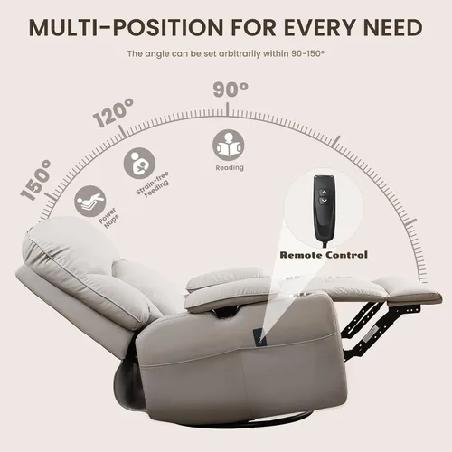 Vista 5 de Mecedora para guardería reclinable eléctrico con reposabrazos de Gris