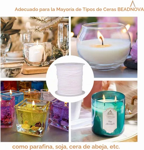 Vista 5 de BEADNOVA Carrete trenzado de mecha de vela de 200 pies, núcleo de rollo de algodón, mecha trenzada para fabricación de velas y bricolaje