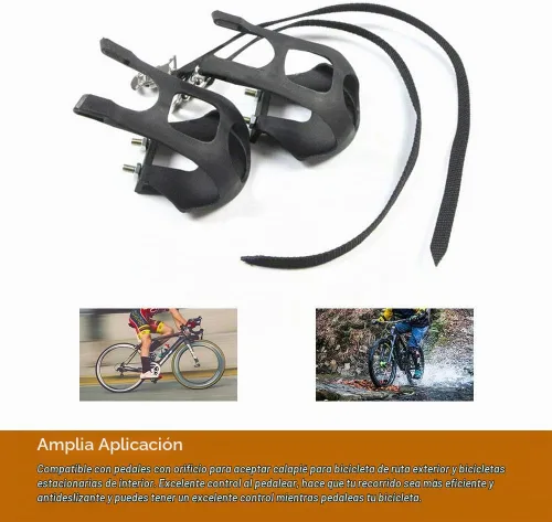 Vista 6 de EKDJKK 1 par de pedales de bicicleta con clip para los dedos del pie y correa, jaulas de clips para dedos de bicicleta, cubierta de pie de pedal