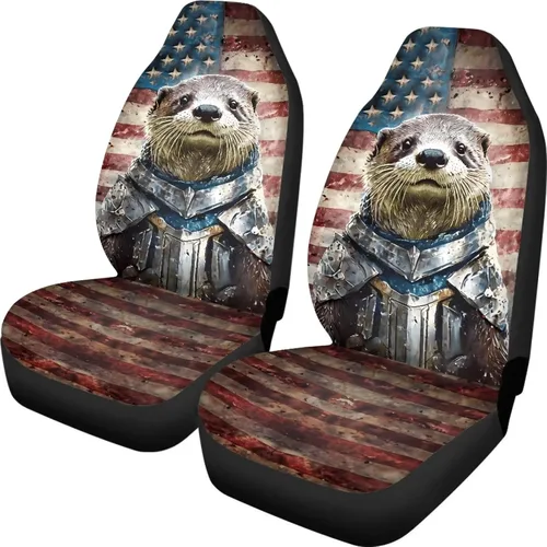 Vista 22 de Talayituse - Funda de asiento de coche con estampado de salpicaduras de pintura de la bandera americana, funda de asiento de cubo para vehículo, 4