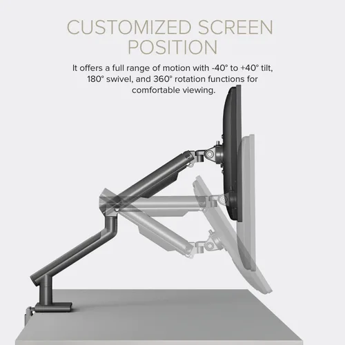 Vista 4 de POUT Eyes 12 Brazo de monitor de aluminio dual (gris/negro/individual)
