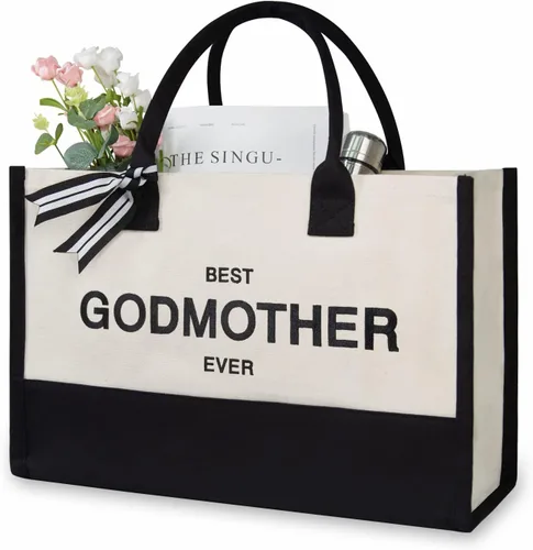 Vista 408 de TOPDesign Personalized Initial Canvas Beach Bag, Monogrammed Gift Tote Bag for Women