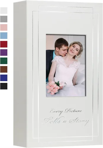 Vista 11 de Álbum de fotos de 4 x 6 pulgadas (10 x 15 cm) con 50 fotos, cubierta de cuero, álbum de fotos para bodas, gran capacidad, libro de imágenes