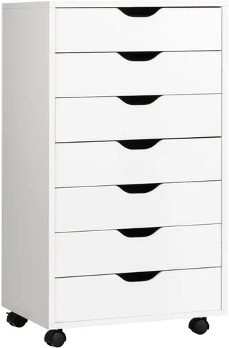 Vista 17 de Archivador negro con 4 cajones y 2 puertas Organizador de almacenamiento móvil para debajo del escritorio, soporte de impresora de madera sobre