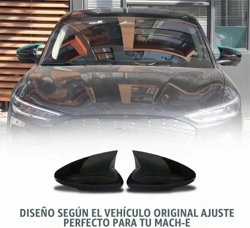 Vista 2 de BestEvMod - Tapas para espejo lateral de fibra de carbono para Mach E Direct Add-on, estilo cuerno de vaca, compatible con accesorios Mustang Mach-E