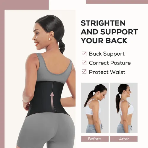 Vista 4 de FeelinGirl Workout Waist Trainer for Women Latex Corset Cincher Vest Girdle Hourglass Body Shaper with Steel Bones