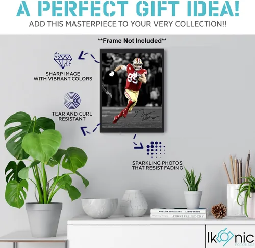 Vista 2 de Ikonic Fotohaus George Kittle Epic Rush - Impresión de autógrafos con foto firmada, arte de pared para decoración del hogar