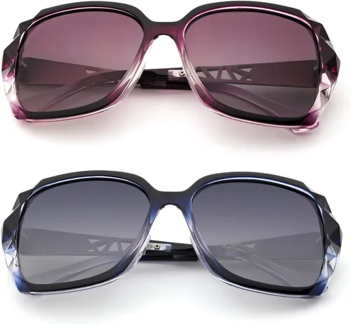 Vista 2 de LECKIRUT - Lentes de sol de gran tamaño para mujer, lentes de sol clásicos y a la moda con protección UV polarizada