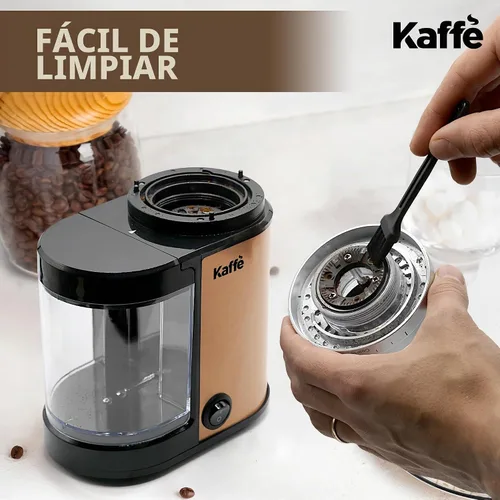 Vista 5 de Kaffe - Molinillo eléctrico de café con rebabas (5.5 onzas) con ajustes de grosor precisos ajustables, rebabas planas, [motor mejorado], molinillo