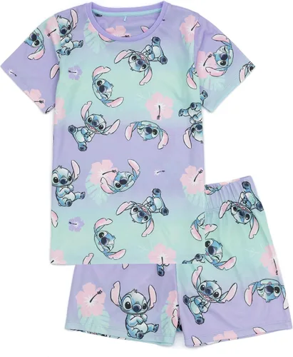 Vista 2 de Disney Lilo And Stitch - Conjunto de 2 pijamas para niñas, diseño animado de alienígena, pantalones cortos, ropa de dormir