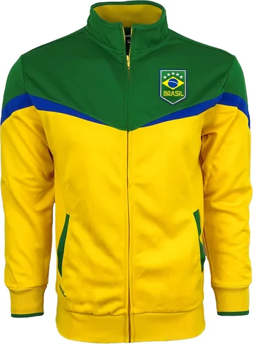 Vista 2 de Icon Sports Chaqueta deportiva de fútbol Brasil para niño, tallas juveniles, chaqueta de fútbol brasileño con cremallera completa